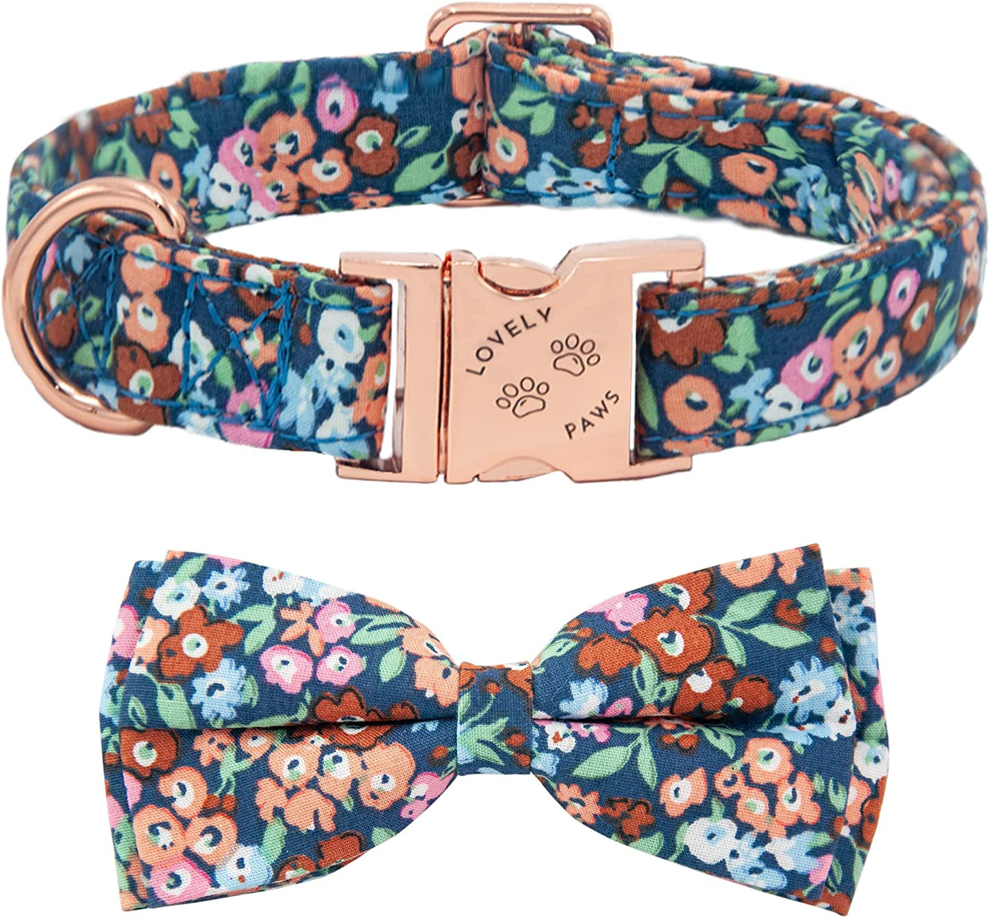 My Lovely Paws, Spring Girl Dog Collars with Bow Tie, Dog Collar Girl for Small Medium Large Dogs, Female Dog Collars, Bowtie Dog Collar Floral - Pink Bag Included Orange Animals & Pet Supplies > Pet Supplies > Dog Supplies > Dog Apparel TBe Navy,Rose Gold,Pink Medium 