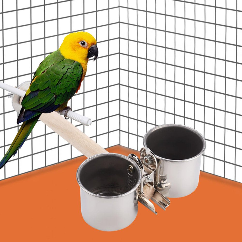 Stainless Cup with Clip and Cage Stand Bird Clip Cups, Bird Water Cups, Indoor for Bird for Outdoor for Starling Cockatiels Animals & Pet Supplies > Pet Supplies > Bird Supplies > Bird Cages & Stands Crtynell   