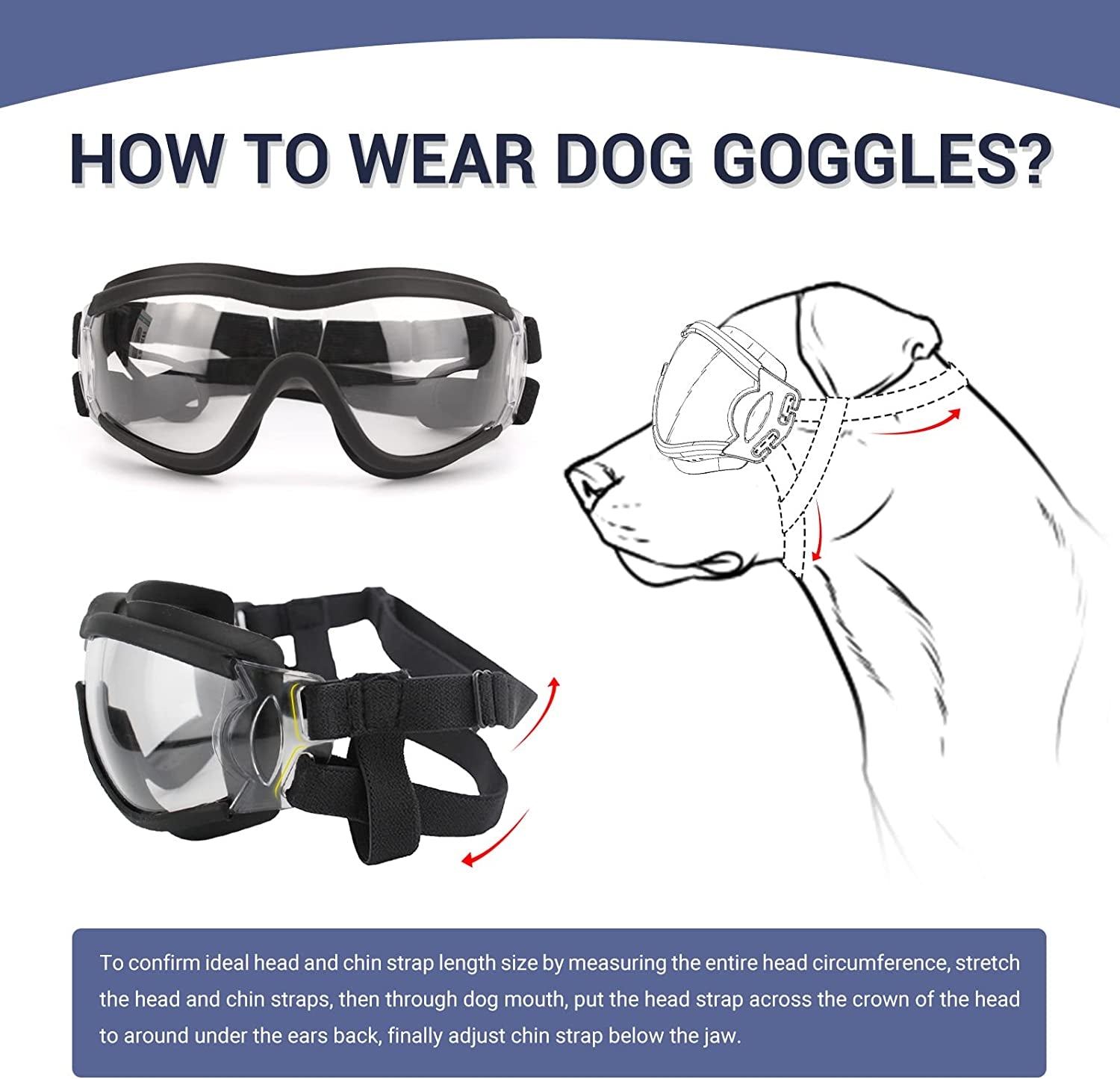 NAMSAN Dog Sunglasses Medium to Large Dog UV Transparent Goggles Windproof Anti-Dust Snowproof Pet Glasses with Elastic Straps, Clear Animals & Pet Supplies > Pet Supplies > Dog Supplies > Dog Apparel Namsan   