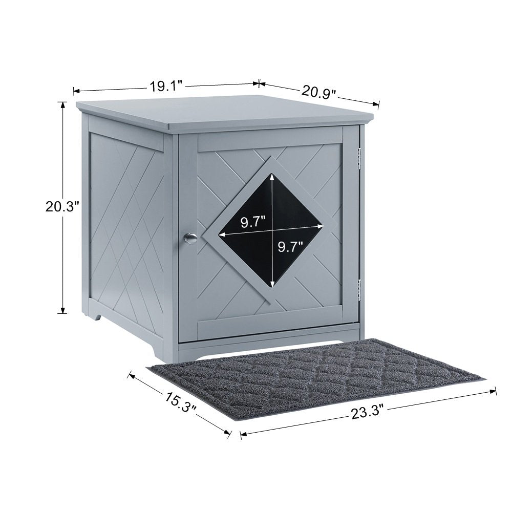 Unipaws Cat Litter Box Enclosure with Mat, Privacy Cat Washroom, Litter Box Hidden, Cat House, Gray Animals & Pet Supplies > Pet Supplies > Cat Supplies > Cat Litter Box Mats Universe Home Inc   