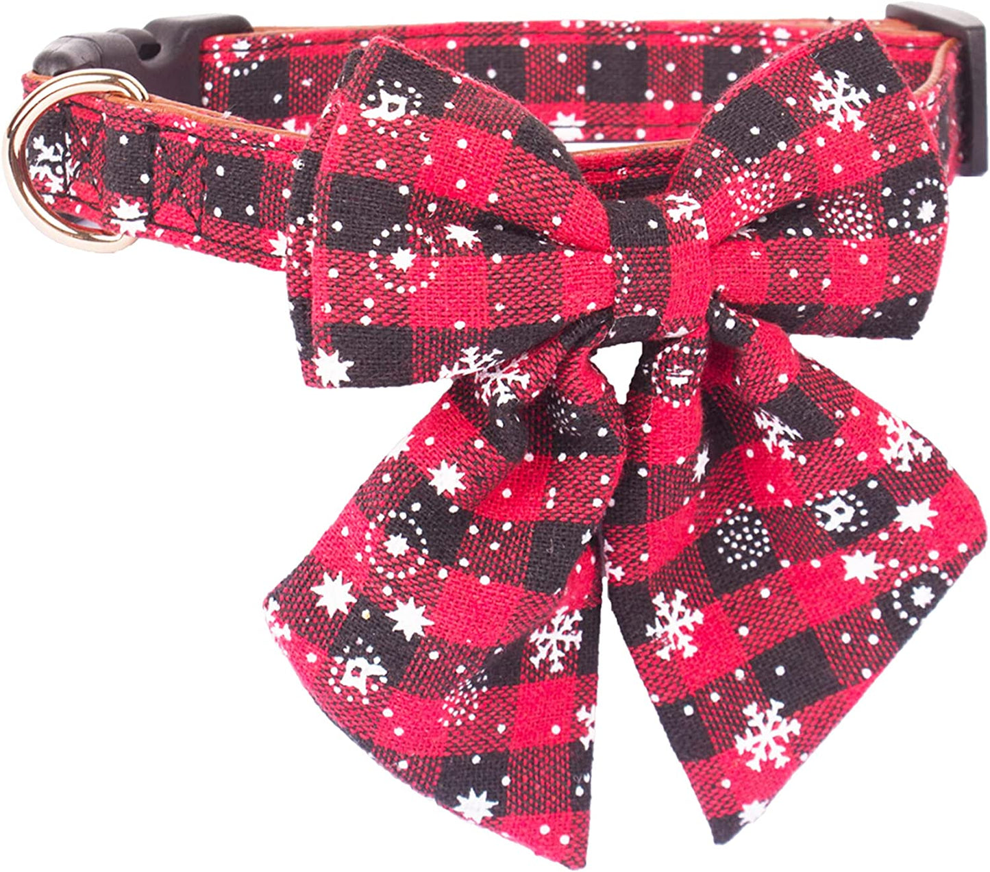 ADOGGYGO 2 Pack Christmas Dog Collar with Bow Tie, Classic Plaid Red Green Dog Collars with Removable Bowtie Christmas Collars for Small Medium Large Dogs Pets (Large) Animals & Pet Supplies > Pet Supplies > Dog Supplies > Dog Apparel ADOGGYGO   