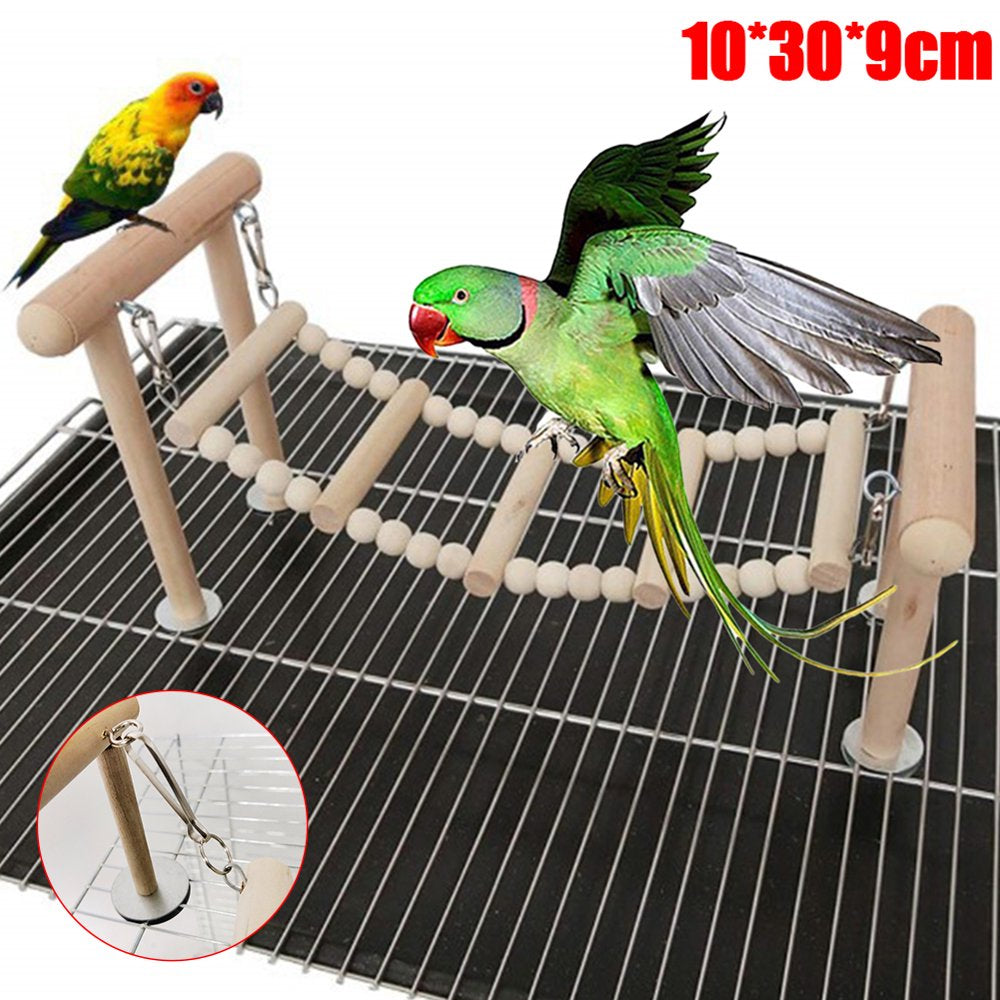 Pet Bird Parrot Wood Beads Perch Ladder Hanging Swing Bridge Playground Chew Toy Animals & Pet Supplies > Pet Supplies > Bird Supplies > Bird Ladders & Perches Minjieyu   