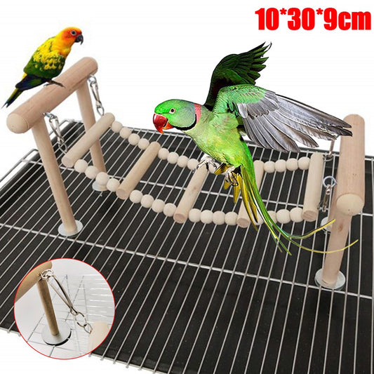 Gwong Pet Bird Parrot Wood Beads Perch Ladder Hanging Swing Bridge Playground Chew Toy Animals & Pet Supplies > Pet Supplies > Bird Supplies > Bird Ladders & Perches Gwong   