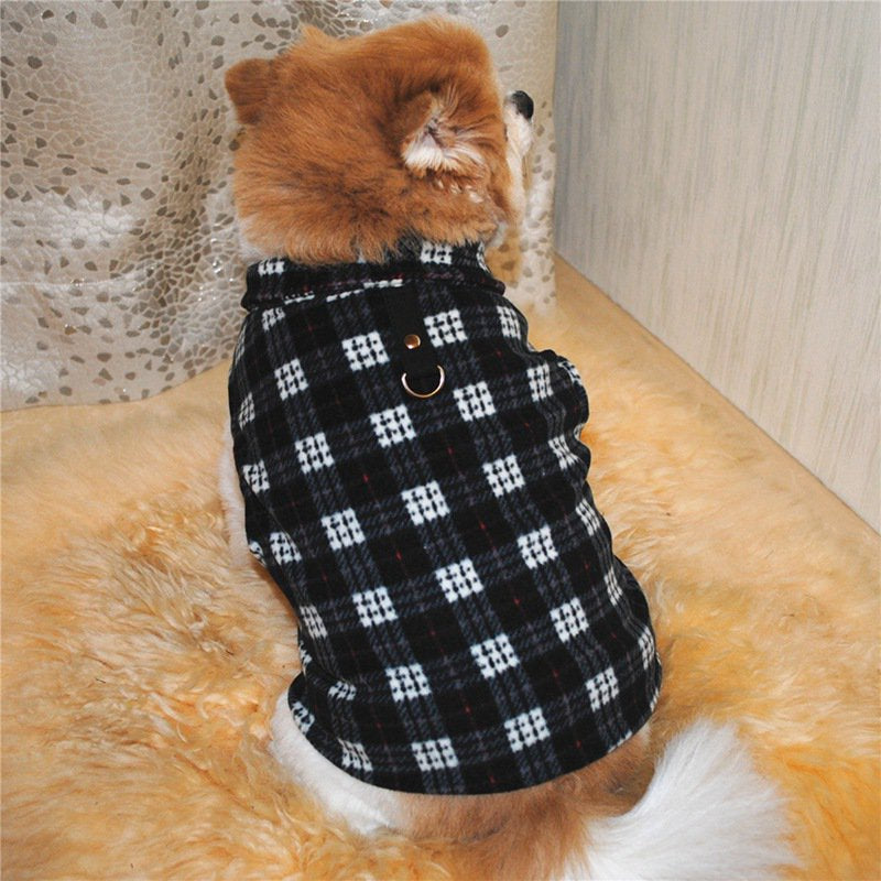 VICOODA Pet Dog Polar Fleece Vest, Autumn Winter Pet Plaid Jacket Dog Coat Cold Weather Clothes Apparels for Small Medium Large Dogs,Black,S Animals & Pet Supplies > Pet Supplies > Dog Supplies > Dog Apparel Vicooda   