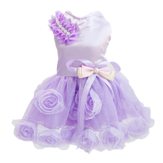 Flower Gauze Tutu Dress Pet Bowknot Clothes for Small Dog M Purple Animals & Pet Supplies > Pet Supplies > Dog Supplies > Dog Apparel SunniMix L Purple 