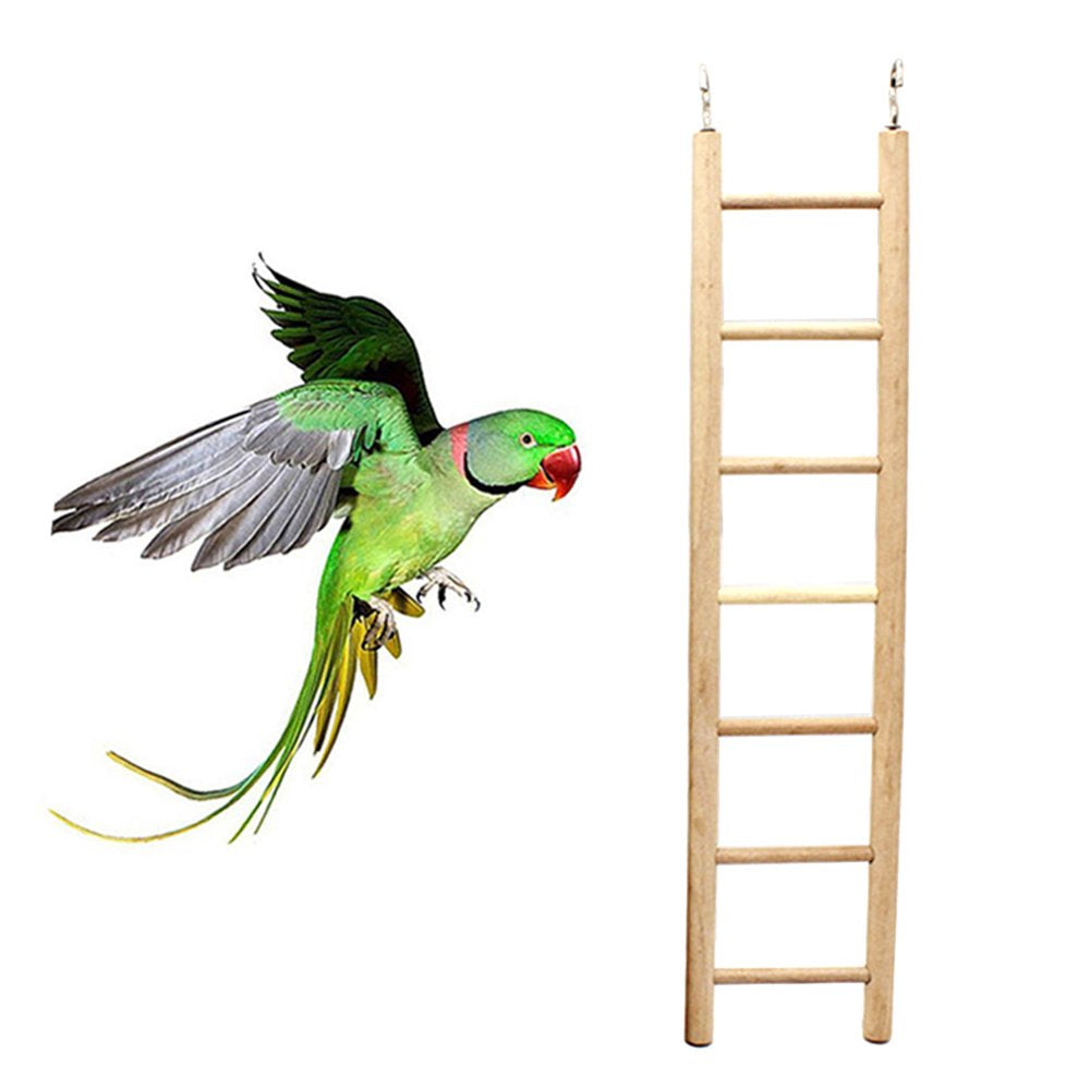 Papaba Bird Toy,3/4/5/6/7/8 Steps Wooden Pet Bird Parrot Climbing Hanging Ladder Cage Chew Toy
