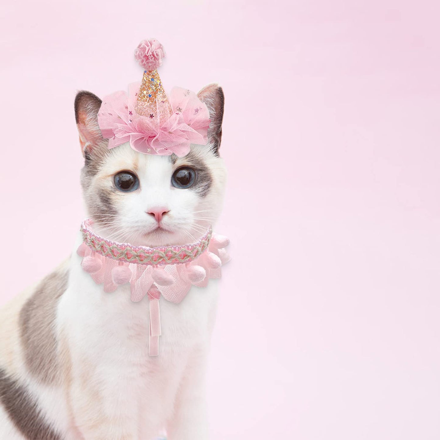 RUKUHOT Birthday Hat Scarf Set for Pet Puppy Cat, Cute Lace Bandana Bib Scarf Crown Hat Princess Costume for Cats Small Dogs,Pink Outfit for Birthday Party Animals & Pet Supplies > Pet Supplies > Dog Supplies > Dog Apparel RUKUHOT   