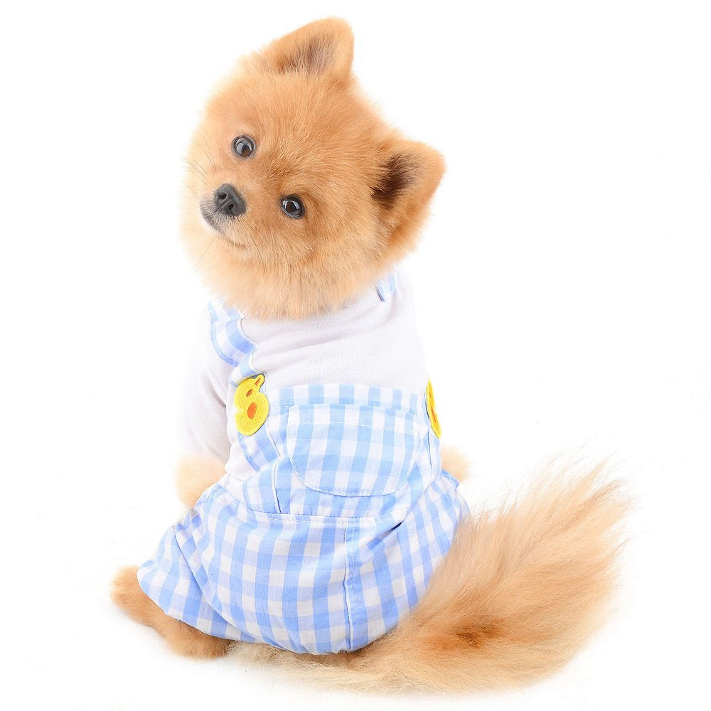 SELMAI Pet Overalls Outfits Puppy Clothes for Small Medium Dogs Boy Girls Summer Shirts with Plaid Pants Jumpsuits One Piece 4 Legs Apparel for Cats Yorkie Chihuahua Animals & Pet Supplies > Pet Supplies > Cat Supplies > Cat Apparel SELMAI   