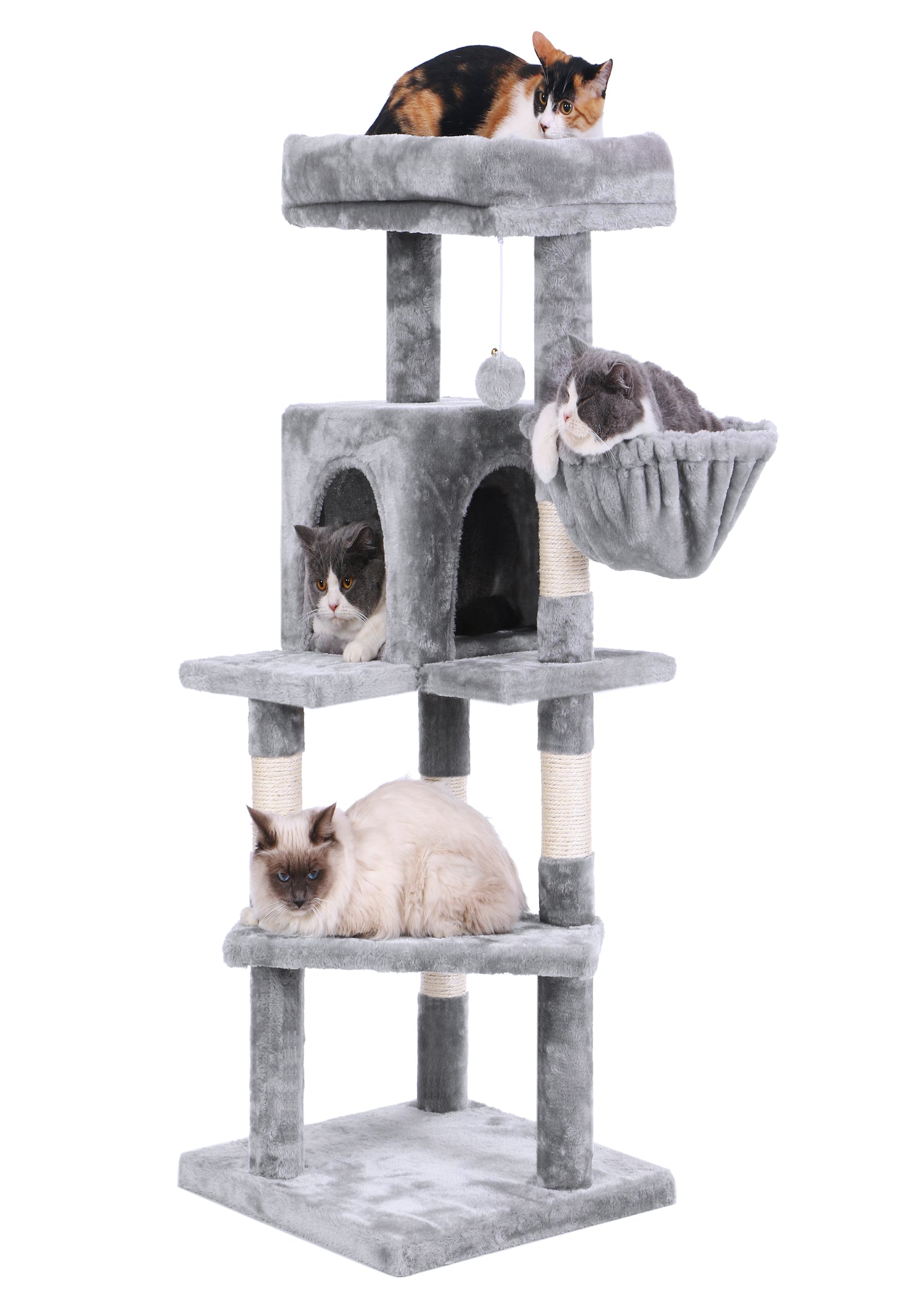 BEWISHOME Cat Tree Tower with Top Plush Perch Multi-Level Cat Condo Sisal Scratching Posts, Cat Play House Activity Center Cat Furniture MMJ12L Animals & Pet Supplies > Pet Supplies > Cat Supplies > Cat Furniture BEWISHOME Light Gray  