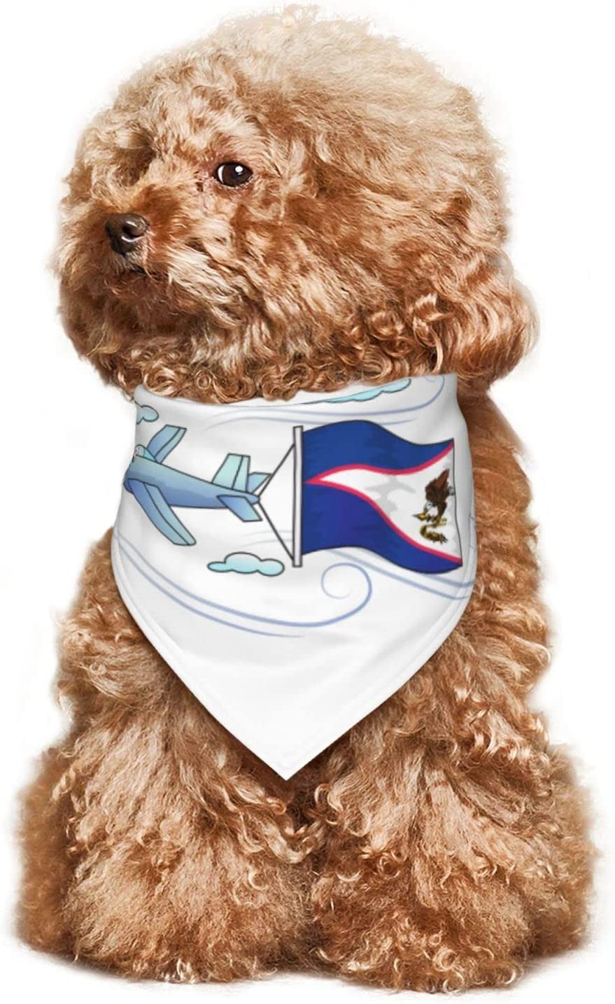 Airplane with Flag American Samoa Pet Dog and Cat Decorative Triangle Scarf,Dog Bandana,Breathable and Stain Resistant. Animals & Pet Supplies > Pet Supplies > Dog Supplies > Dog Apparel ZALTAS   