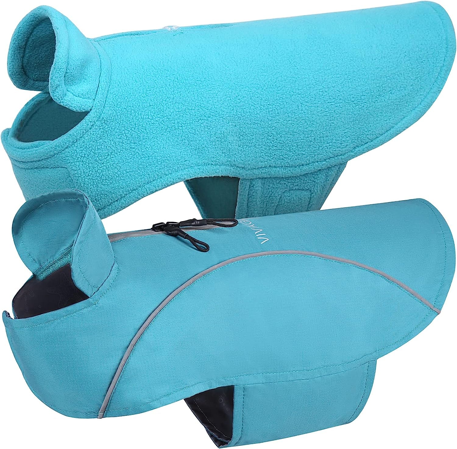 VIVAGLORY 3-In-1 Dog Winter Coats, Reflective Water-Resistant Wind Breaker Jackets & Fleece Lined Cold Weather Vest, Warm Sweater with Leash Portal, Dog Clothes for Small Medium Large Dogs Animals & Pet Supplies > Pet Supplies > Dog Supplies > Dog Apparel VIVAGLORY Turquoise Medium (chest girth: 22½ - 27") 