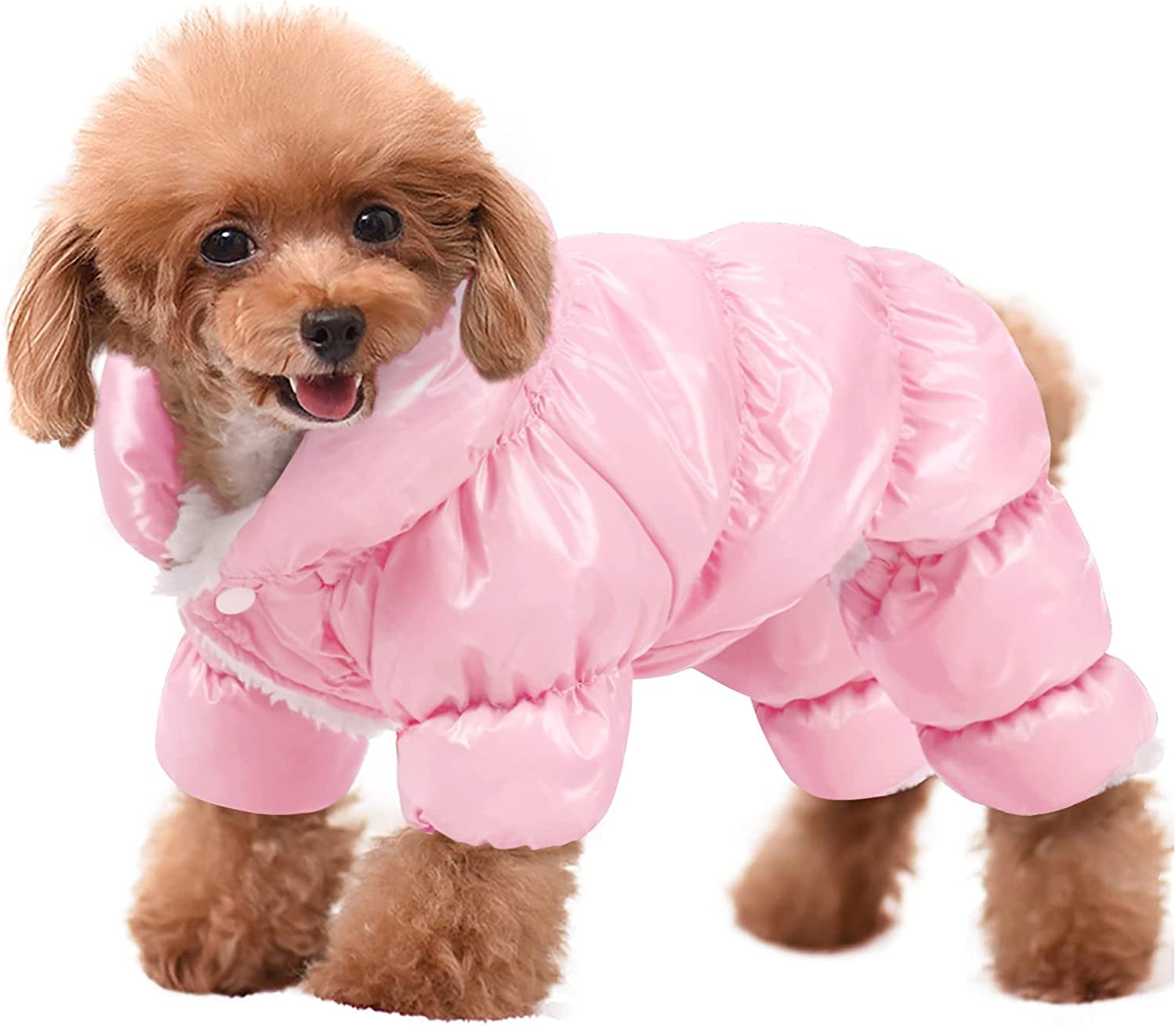 AOFITEE Dog Coat, Waterproof Dog Jacket for Winter, Fullbody Dog Coats Snowsuit, Windproof Puppy down Jacket Puffer Coat, Fleece Winter Vest for Dogs, Cold Weather Dog Coats for Small Dogs, Pink, L Animals & Pet Supplies > Pet Supplies > Dog Supplies > Dog Apparel AOFITEE Pink Chest: 17.7", Back Length: 14.2" 