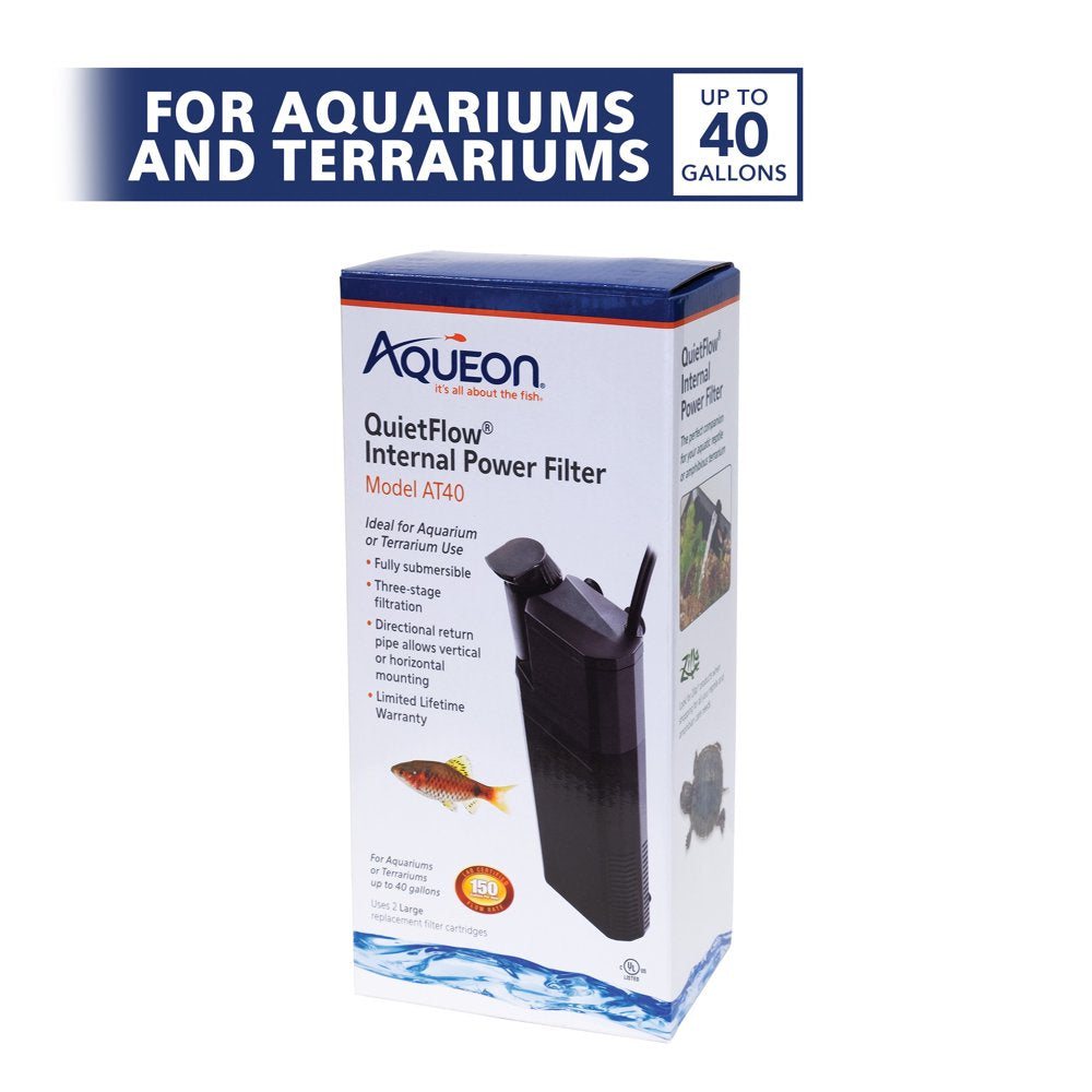 Aqueon Submersible Internal Aquarium Filter, AT40 Gallons Animals & Pet Supplies > Pet Supplies > Fish Supplies > Aquarium Filters Central Garden and Pet   