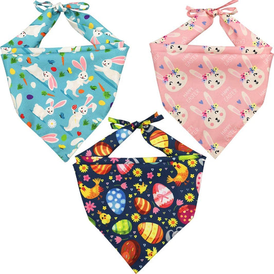 Lamphyface 3 Pack Easter Dog Bandana Triangle Bib Scarf Accessories Animals & Pet Supplies > Pet Supplies > Dog Supplies > Dog Apparel Jiaxing Haozhe clothing Co., Ltd.   