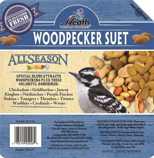 Heath Outdoor Products Wild Bird Suet Cake Woodpecker Bird Food Peanut and Almond Suet, (12 Pack) Animals & Pet Supplies > Pet Supplies > Bird Supplies > Bird Food Heath Outdoor   