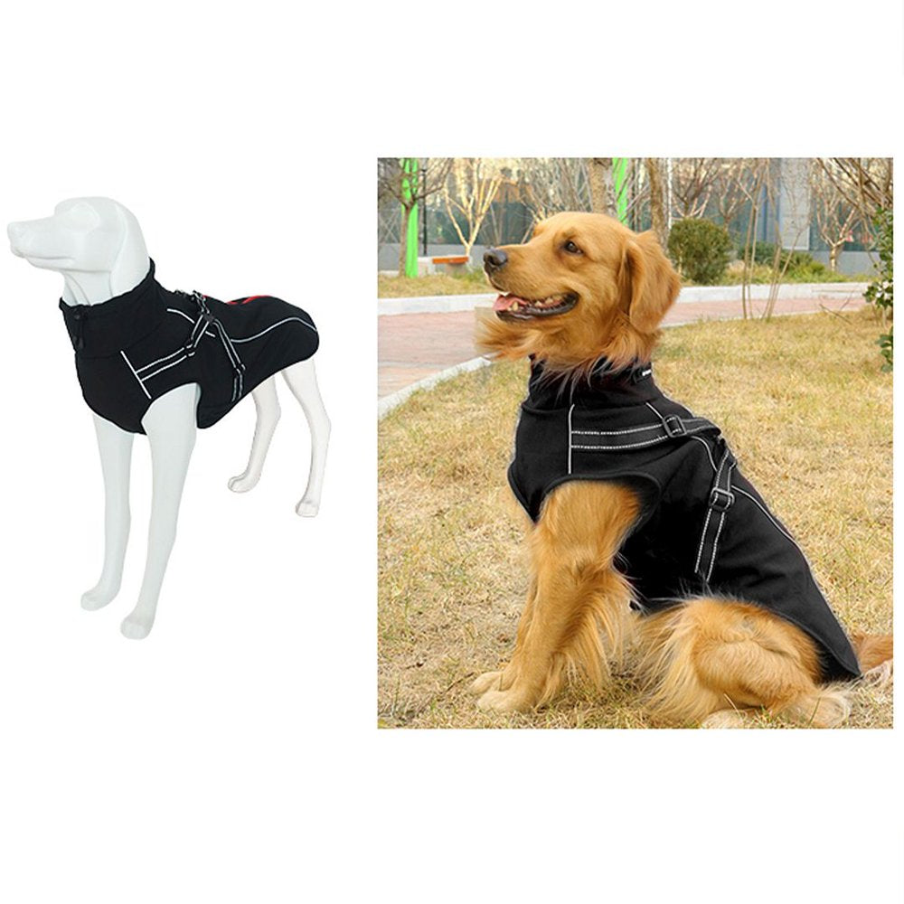 Hiheart Softshell Pet Apparel Rainproof Large Dog Coat Windbreaker Fluorescence M Animals & Pet Supplies > Pet Supplies > Dog Supplies > Dog Apparel Daai Apparel Co LTD S Black 