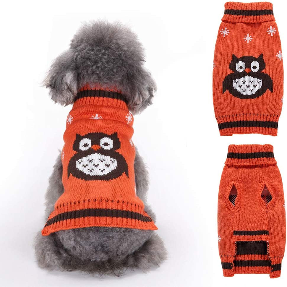 NACOCO Pet Clothes the Owl Sweater the Cat Dog Sweater Christmas Pet Jacket Dog Apparel (Orange, L) Animals & Pet Supplies > Pet Supplies > Dog Supplies > Dog Apparel NACOCO Orange Large (Pack of 1) 