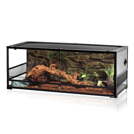 REPTI-ZOO Reptile Glass Terrarium, Sliding Doors with Screen Ventilation 48" X 18" X 18"(64 Gallon)