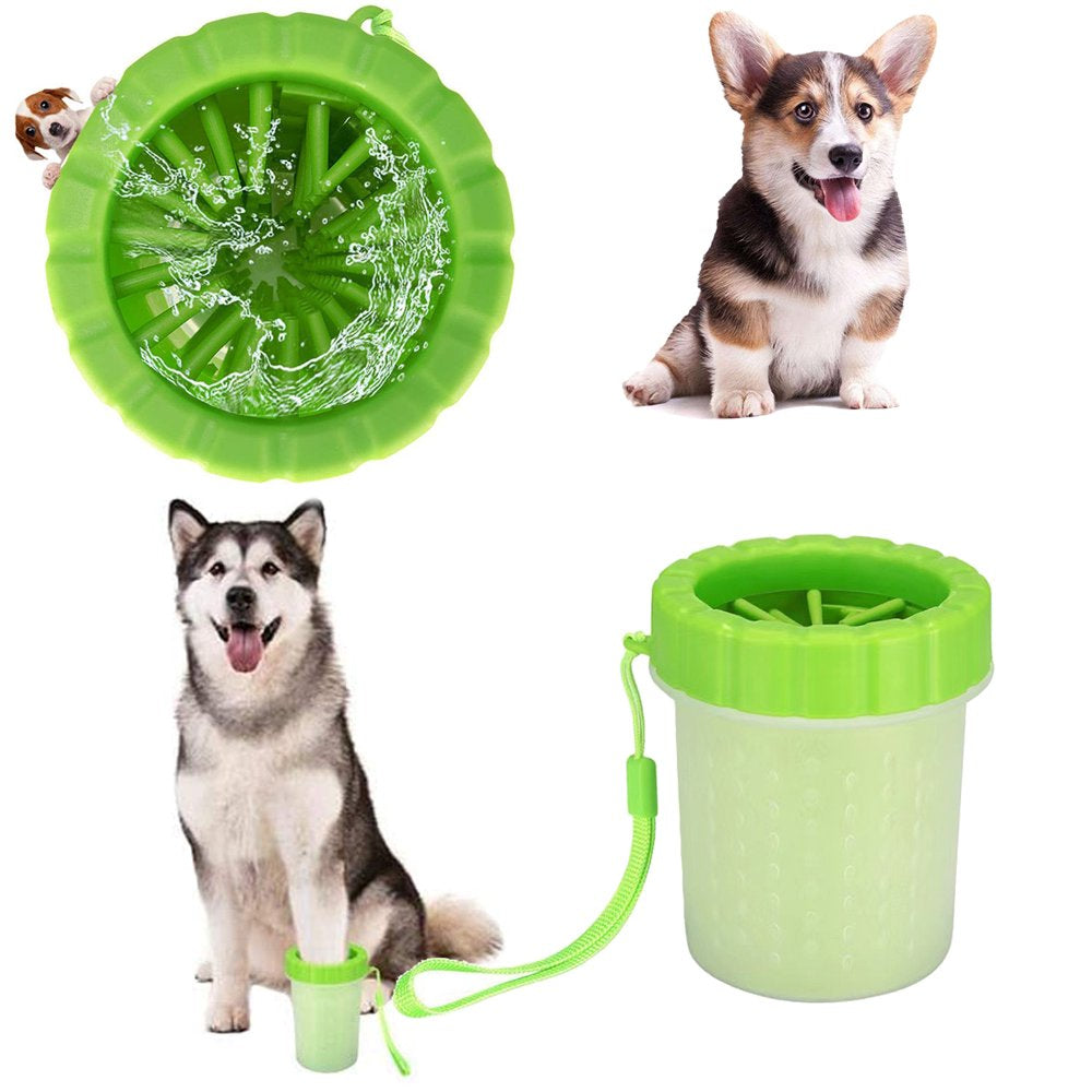 Semfri Dog Paw Cleaner 2 in 1 Silicone Dog Paw Washer Cup Portable Silicone Pet Cleaning Brush Dog Foot Cleaner Animals & Pet Supplies > Pet Supplies > Dog Supplies > Dog Apparel Semfri S Green 