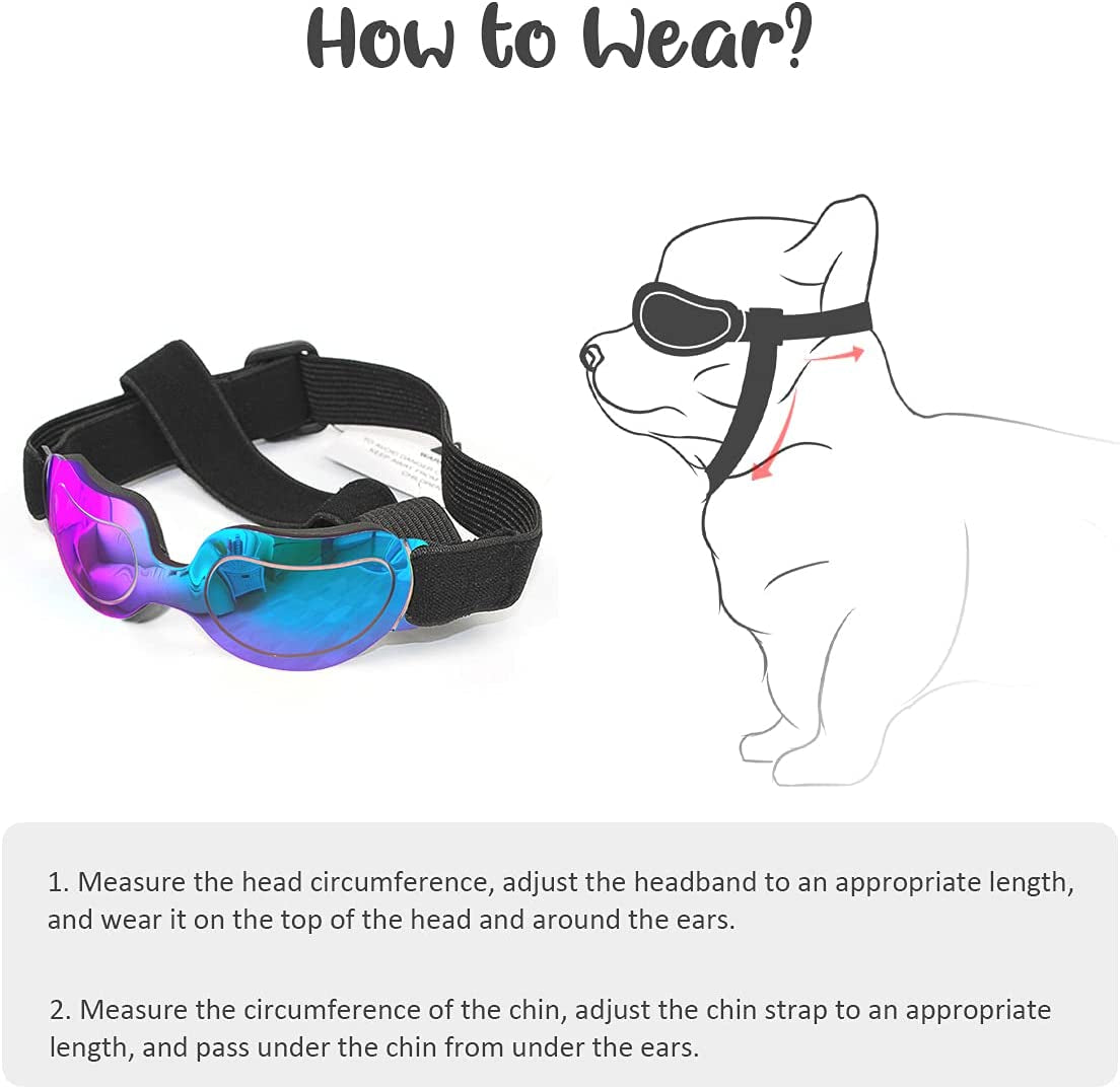 PEDOMUS Dog Sunglasses Small Dog Goggles Doggles Dog Glasses for Small Dogs Adjustable Band Blue Animals & Pet Supplies > Pet Supplies > Dog Supplies > Dog Apparel PEDOMUS   