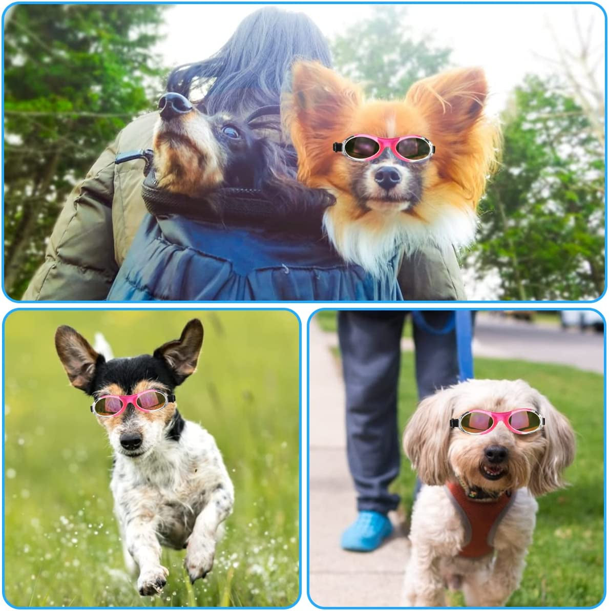 Ufandia Dog Sunglasses, Pet Glasses Dog Goggles for UV Protection & Eye Protection Anti-Fog Pet Goggles with Adjustable Strap, Windproof Puppy Sunglasses for Little Dog and Cat (Red Lens & Pink Frame) Animals & Pet Supplies > Pet Supplies > Dog Supplies > Dog Apparel Ufandia   