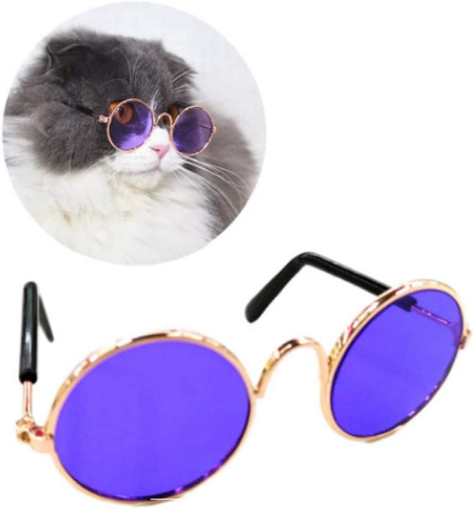 Stock Show Funny Cute Dog Cat Retro Fashion Sunglasses Mosaic Glasses Transparent Eye-Wear Protection Puppy Cat Teacher Bachelor Cosplay Glasses Pet Photos Props for Small Dog Cat, Golden Animals & Pet Supplies > Pet Supplies > Dog Supplies > Dog Apparel Stock Show Purple Golden Frame  