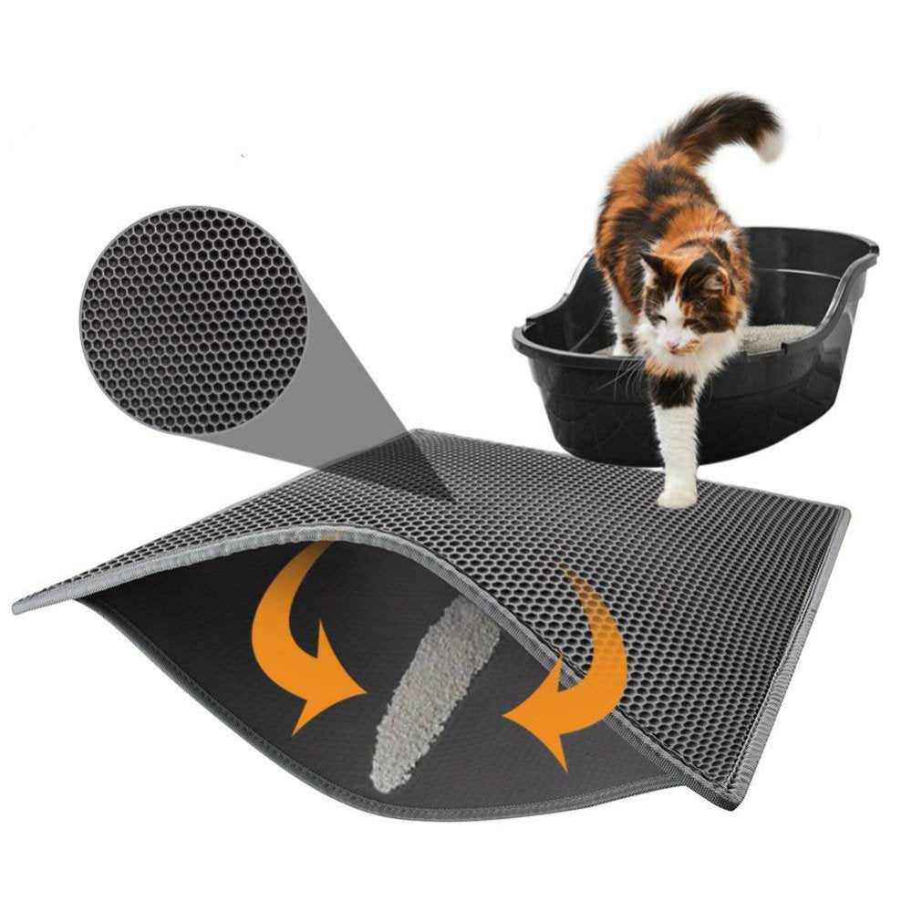 Cat Litter Mat Litter Trapping Mat, 21.6" X 29.5" Inch Honeycomb Double Layer Design Waterproof Urine Proof Trapper Mat for Litter Boxes, Large Size Easy Clean Scatter Control