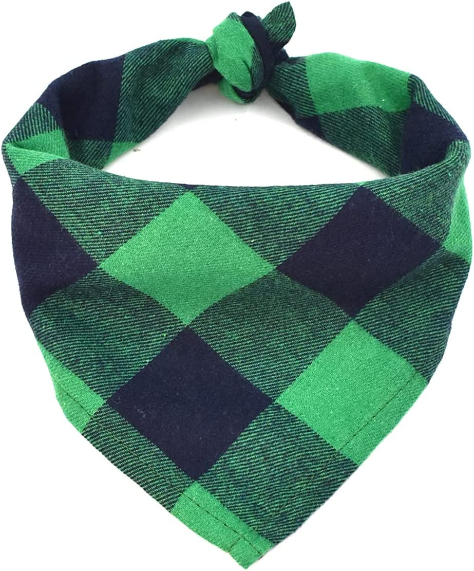 Bubblepup Plaid Dog Bandana, Cotton Dog Bandana for Small Medium Large Dogs, Dog Kerchief, 1PC Square Dog Scarf Dog Triangle Bibs Animals & Pet Supplies > Pet Supplies > Dog Supplies > Dog Apparel Bubblepup Green&Black Small 