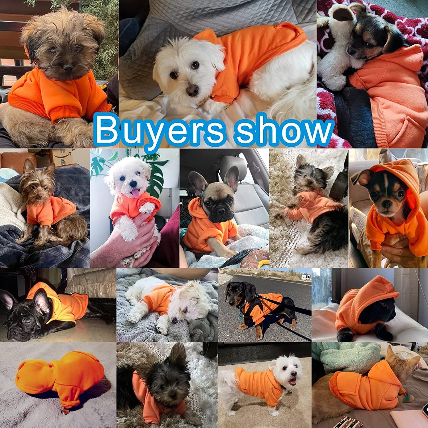 Jecikelon Winter Dog Hoodie Sweatshirts with Pockets Warm Dog Clothes for Small Dogs Chihuahua Coat Clothing Puppy Cat Custume (Medium, Orange) Animals & Pet Supplies > Pet Supplies > Dog Supplies > Dog Apparel Jecikelon   