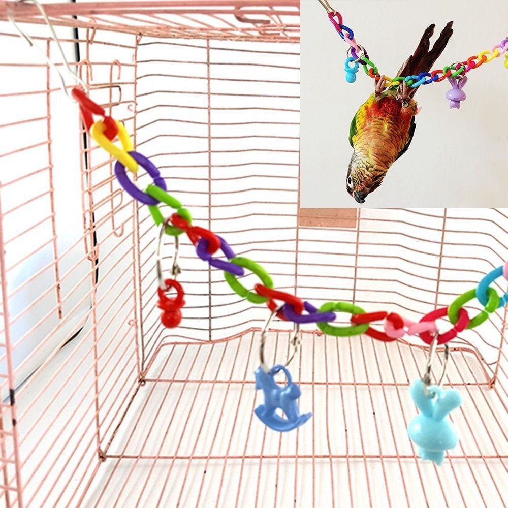 Colorful Bird Toy Parrot Swing Cage Toy Climbing Toy for Parakeet Cockatiel Budgie Lovebird 35Cm Animals & Pet Supplies > Pet Supplies > Bird Supplies > Bird Toys HiMiss   