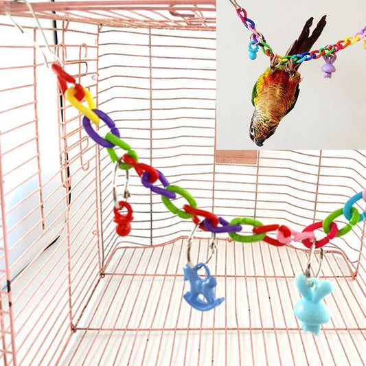 Colorful Bird Toy Parrot Swing Cage Toy Climbing Toy for Parakeet Cockatiel Budgie Lovebird 35Cm