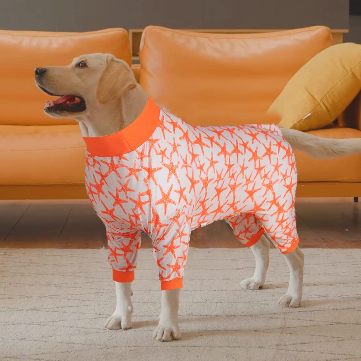 Lovinpet Big Dog Jammies, UV Protection, Pet Anxiety Relief Dog Onesies, Breathable Sea Friends Slub Salmon Prints Large Dog Pjs, Dog Pajamas as Bottom Dog Surgery Recovery Suit for Dog Sweater M Animals & Pet Supplies > Pet Supplies > Dog Supplies > Dog Apparel LovinPet   