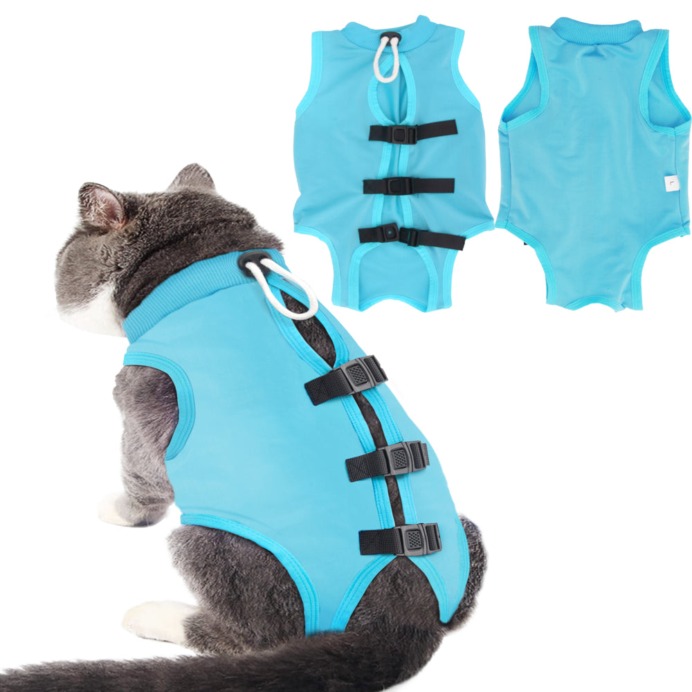 LEXVSS 2 Pieces Cat Recovery Suit, after Surgical Clothes for Abdominal Wounds & Surgery Animals & Pet Supplies > Pet Supplies > Cat Supplies > Cat Apparel LEXVSS L Blue 