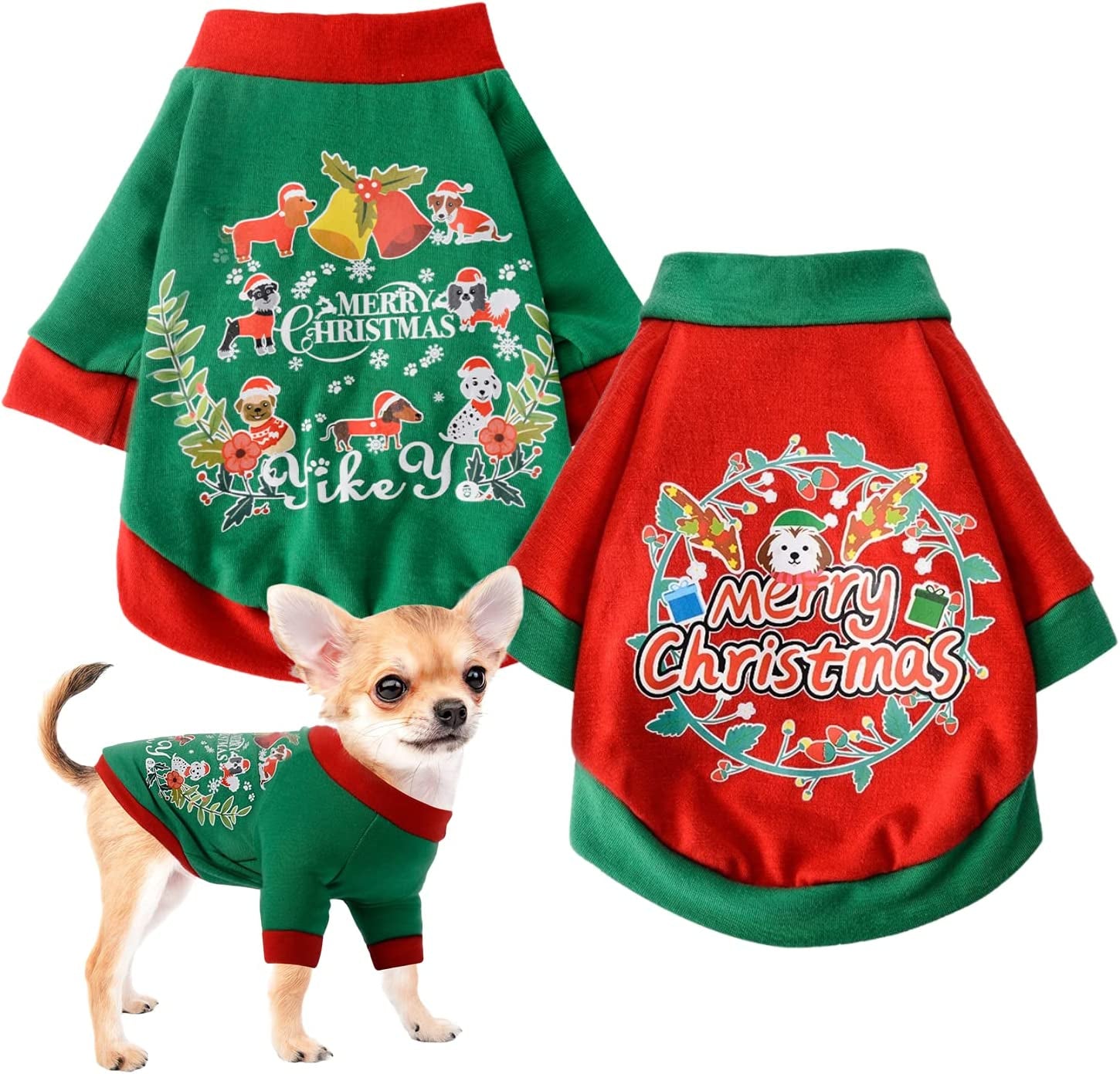 Christmas Dog Pajamas for Small Dogs Cotton Xmas Balls Puppy Pjs Jumps –  KOL PET