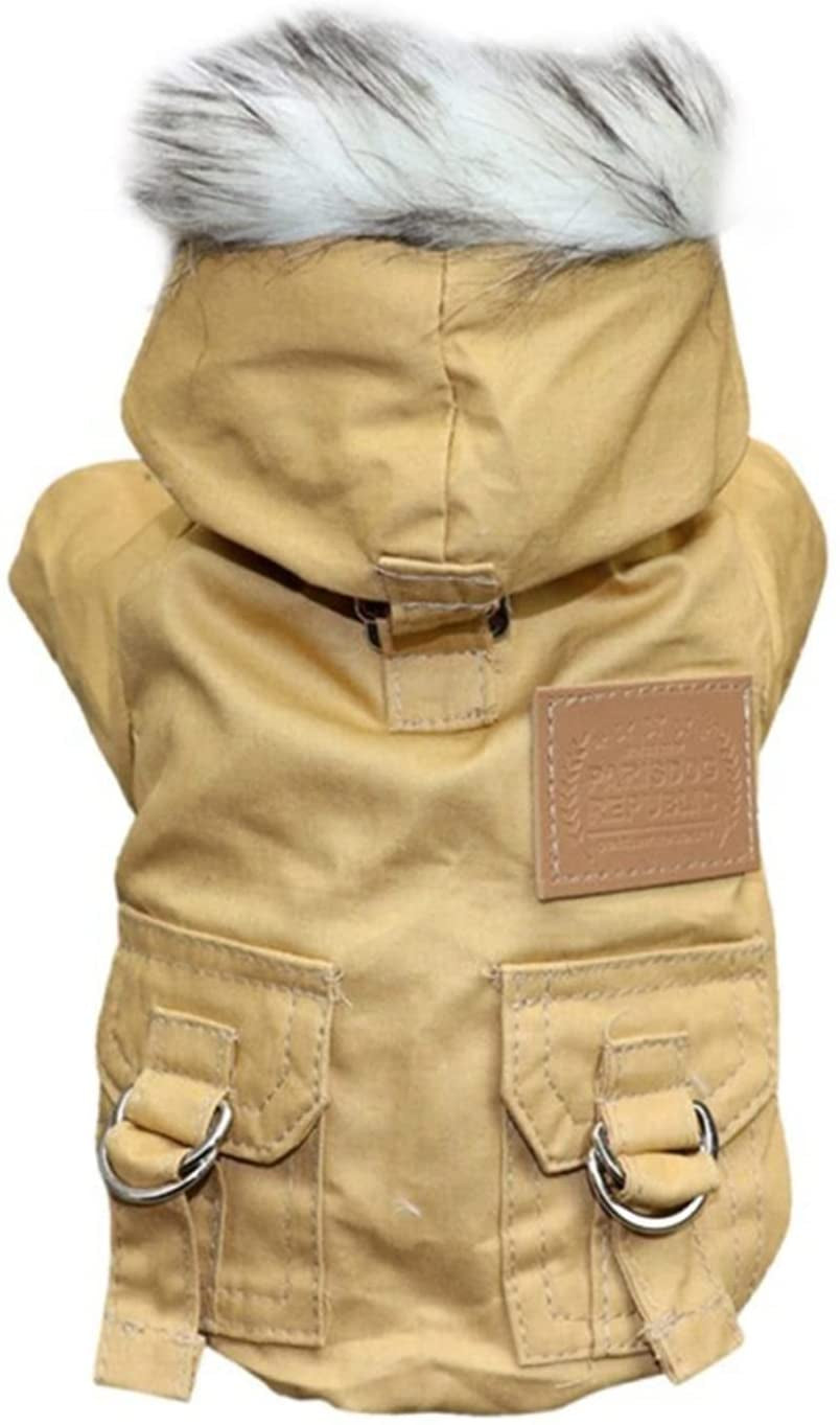 Dog Clothes Warm Puppy Jacket Coat for Small Medium Dog Clothes Hoodie Pets Clothing (Color : Khaki, Size : 2XL) Animals & Pet Supplies > Pet Supplies > Dog Supplies > Dog Apparel keffiyeh   