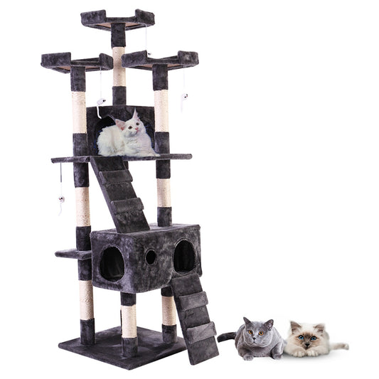 Pefilos Pet Furniture for Cats and Kittens - Cat Tower for Indoor Cats Tall Cat Tree for Big Cats Tiger Tough Cat Tree Tower Interactive Playground, Gray Animals & Pet Supplies > Pet Supplies > Cat Supplies > Cat Furniture Pefilos   