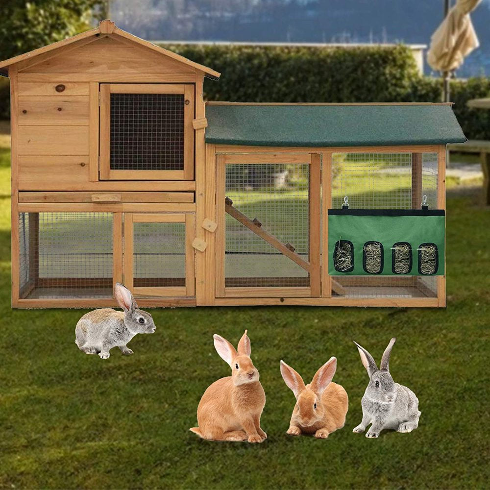 Ssawcasa 2PCS Rabbit Hay Feeder Bag,Hanging Guinea Pig Bunny Hay Bag with 4 Holes,Hanging Sack for Small Animals Feeding Supply (Green) Animals & Pet Supplies > Pet Supplies > Small Animal Supplies > Small Animal Food SSAWcasa   