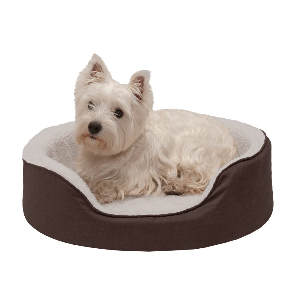 Furhaven | Orthopedic Faux Sheepskin & Suede Oval Pet Bed for Dogs & Cats, Espresso, Medium Animals & Pet Supplies > Pet Supplies > Cat Supplies > Cat Beds FurHaven Pet   