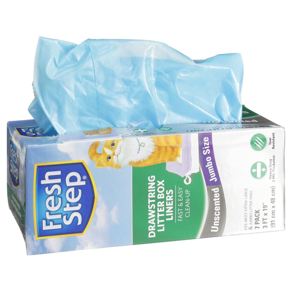 Fresh Step Drawstring Litter Box Liners Unscented, Jumbo Size, 36" X 19" - 7 Count Animals & Pet Supplies > Pet Supplies > Cat Supplies > Cat Litter Box Liners Fetch for Pets   