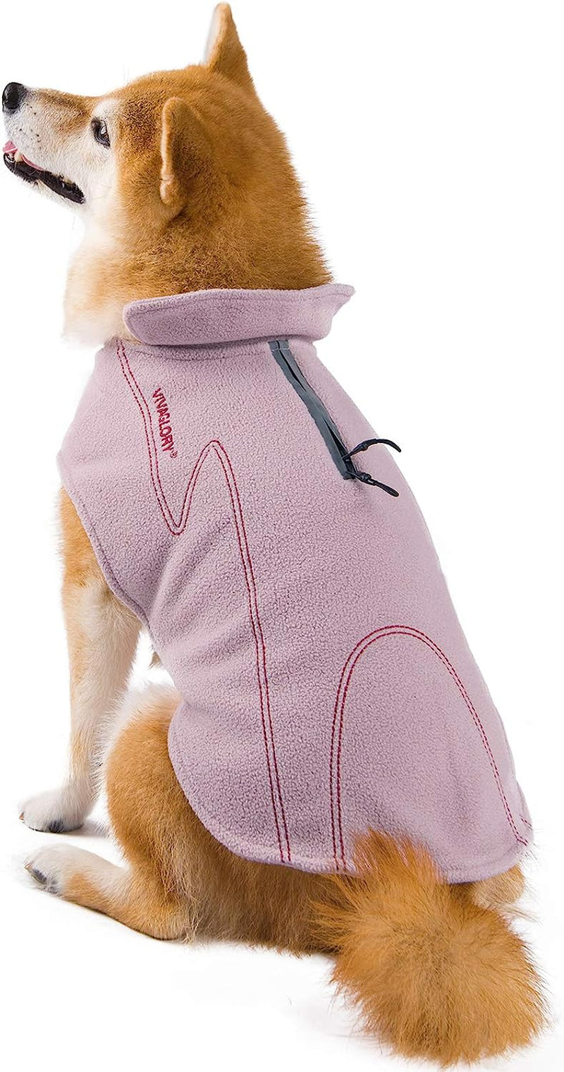 VIVAGLORY Dog Fleece Coat Warm Jacket with Hook and Loop Fastener, Easy to Take on and Off, Winter Vest Sweater for Small Medium Large Dogs Puppy Windproof Clothes for Cold Weather, Pink, M Animals & Pet Supplies > Pet Supplies > Dog Supplies > Dog Apparel VIVAGLORY   