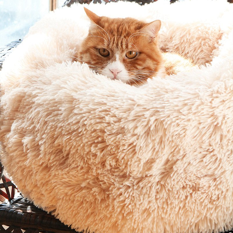 Pet Bed, Fluffy Luxe Soft Plush round Cat and Dog Bed, Donut Cat and Dog Cushion Bed, Self-Warming and Improved Sleep, Orthopedic Relief Shag Faux Fur Bed Cushion Animals & Pet Supplies > Pet Supplies > Cat Supplies > Cat Beds Vicooda   