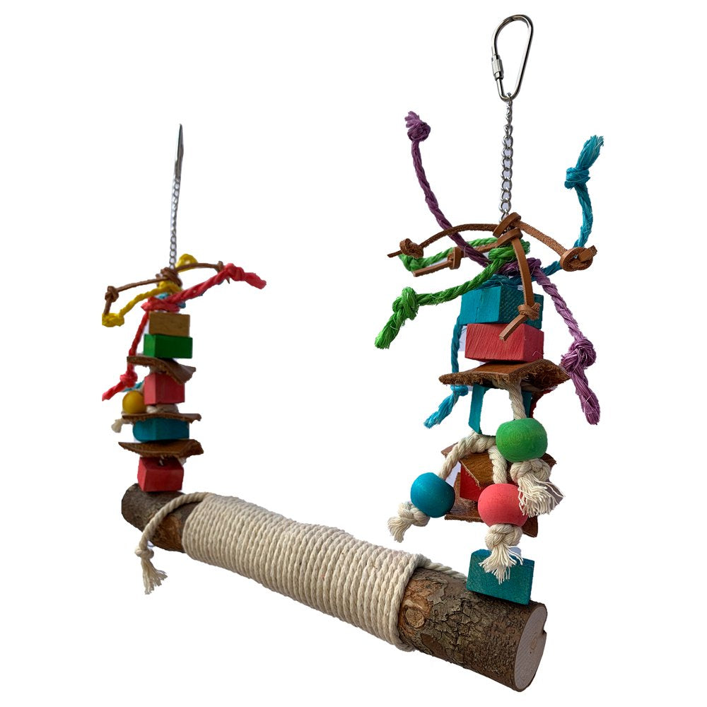 Walmeck Bird Swing Perch for Birds Chewing Toy Parrot Chew Toy Bird Cage Hanging Training Toy Accessories for Large Medium Birds