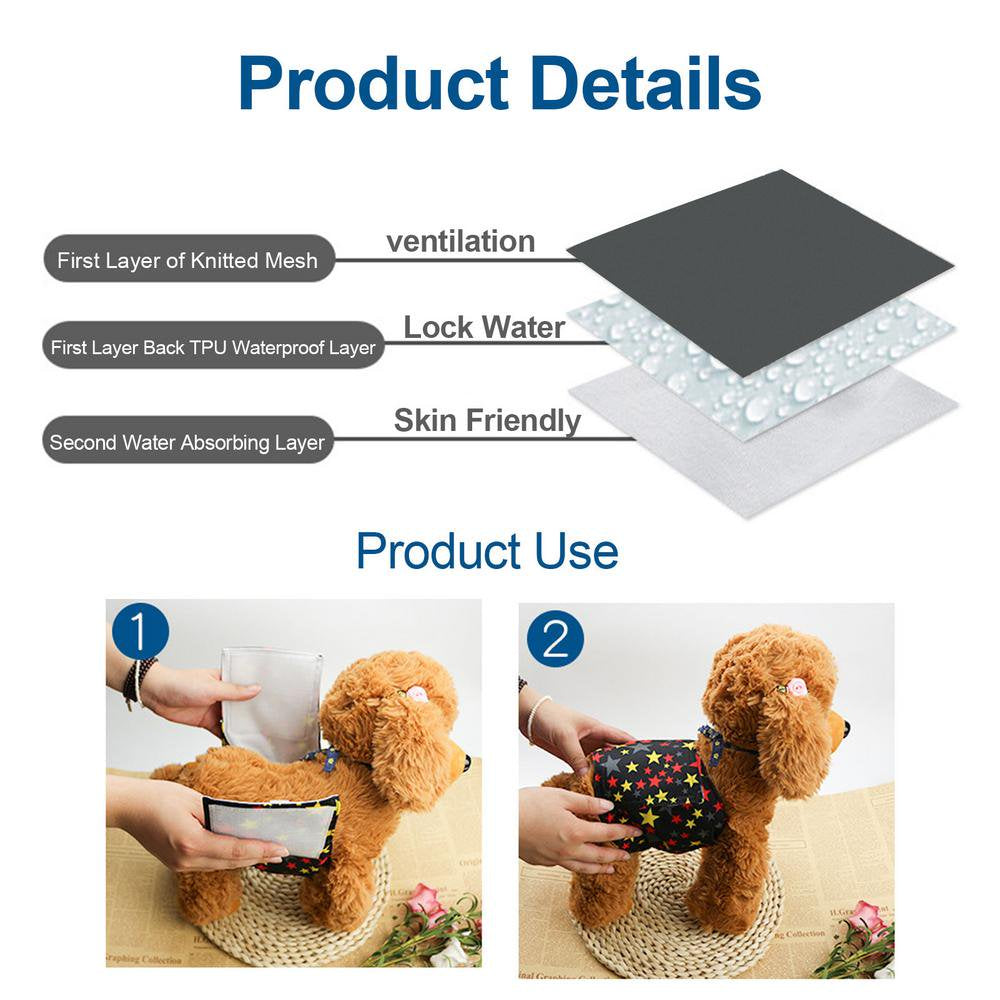Ksruee Dog Wraps Male Reusable Belly Bands for Dogs Pack of 3 Leakproof Male Dog Belly Wrap Dog Diapers Male for Incontinence and Puppy Training Effective Animals & Pet Supplies > Pet Supplies > Dog Supplies > Dog Diaper Pads & Liners Ksruee   