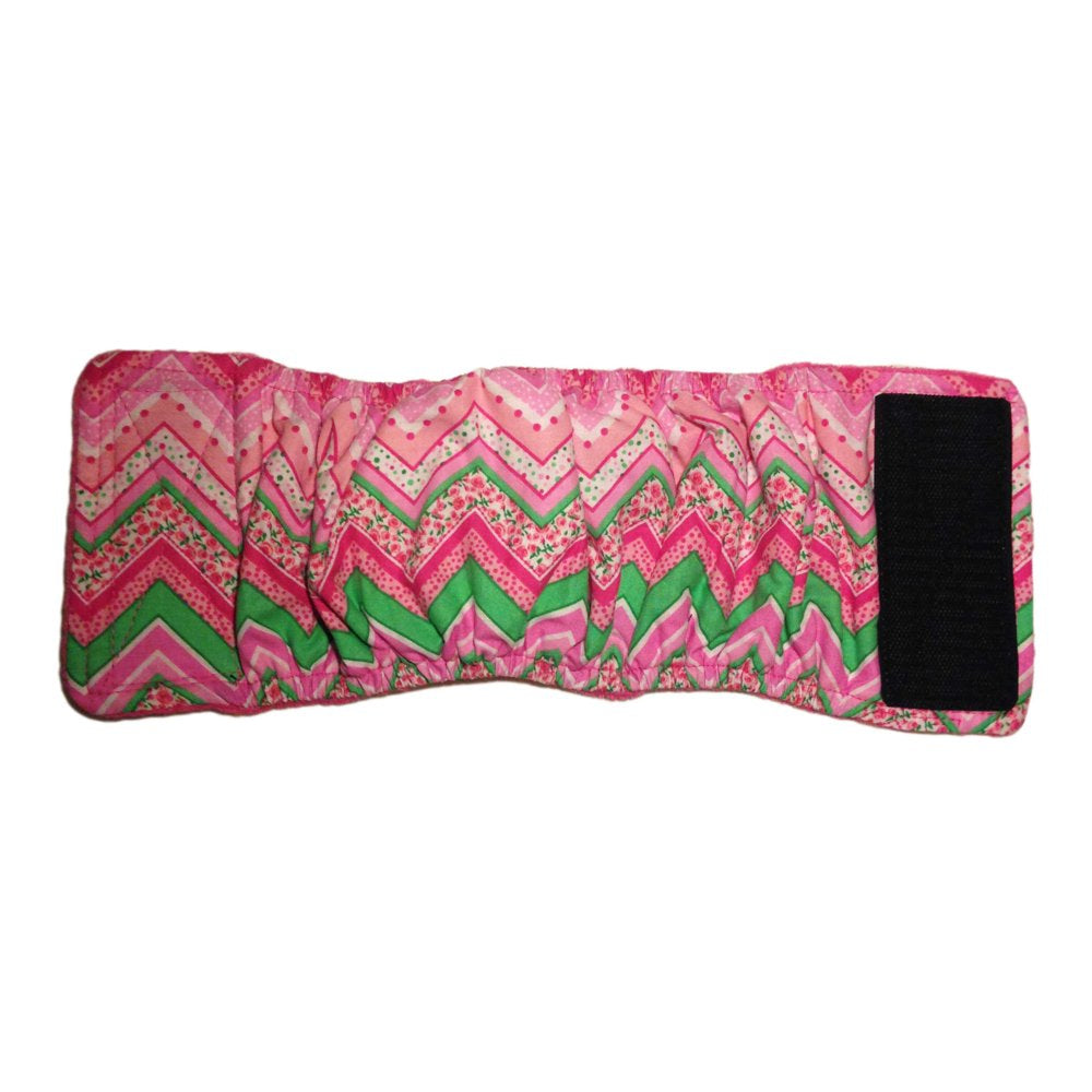 Barkertime Pink Flower Chevron Washable Dog Belly Band Male Wrap - Made in USA Animals & Pet Supplies > Pet Supplies > Dog Supplies > Dog Diaper Pads & Liners Barkertime   