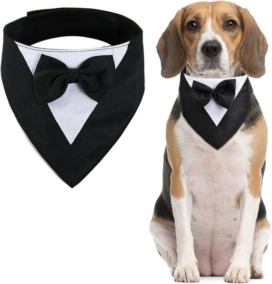 URROMA 1 PC Formal Dog Bandana Collar, Pet Tuxedo Collar with Bow Tie Dog Wedding Bowtie Collar, Black L Animals & Pet Supplies > Pet Supplies > Dog Supplies > Dog Apparel URROMA Black L 