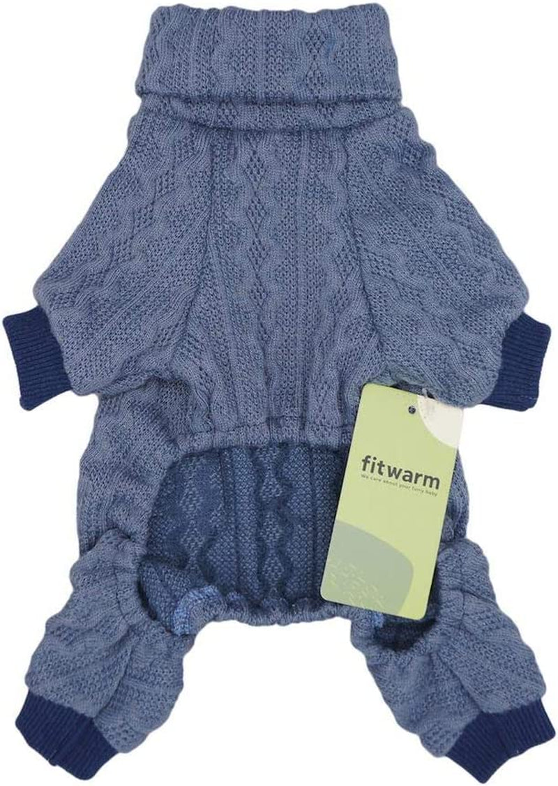 Fitwarm Turtleneck Knitted Dog Sweaters Winter Outfits Pet Coats Cat Clothes Blue Small Animals & Pet Supplies > Pet Supplies > Dog Supplies > Dog Apparel Fitwarm   