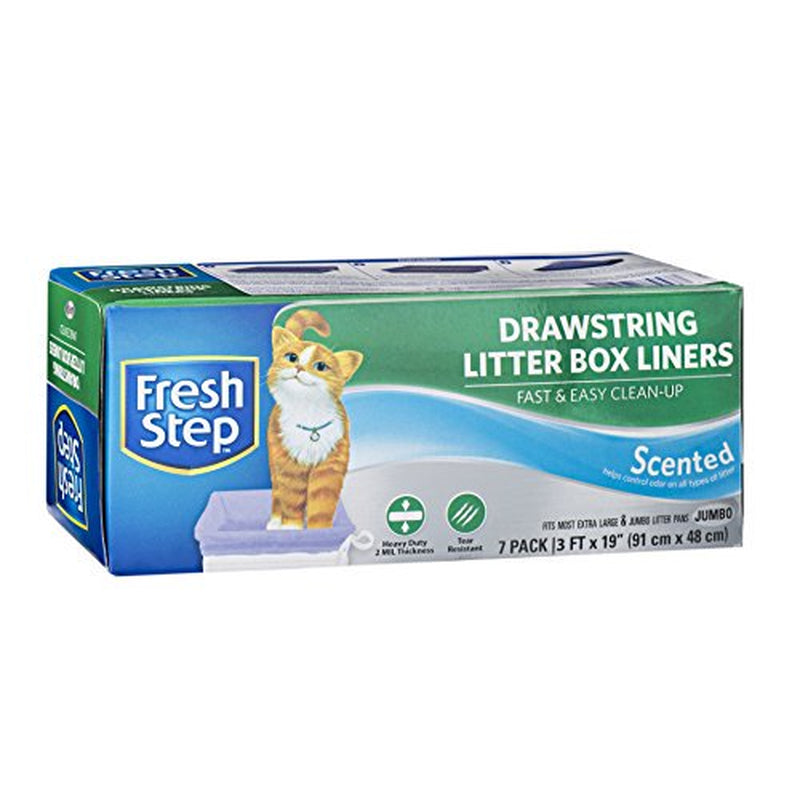 Fresh Step Drawstring Cat Litter Box Liners, Scented, Jumbo Size, 36" X 19" - 7 Count | Kitty Litter Bags, Cat Litter Liners for All Cats to Keep Your Home Clean Animals & Pet Supplies > Pet Supplies > Cat Supplies > Cat Litter Box Liners FRESH STEP   