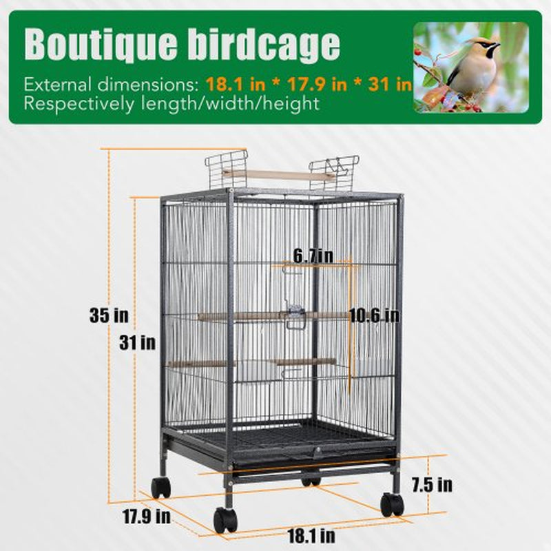 Furinno Wrought Iron Bird Cage with Rolling Stand, 35 Inch, Black Animals & Pet Supplies > Pet Supplies > Bird Supplies > Bird Cages & Stands Furinno   