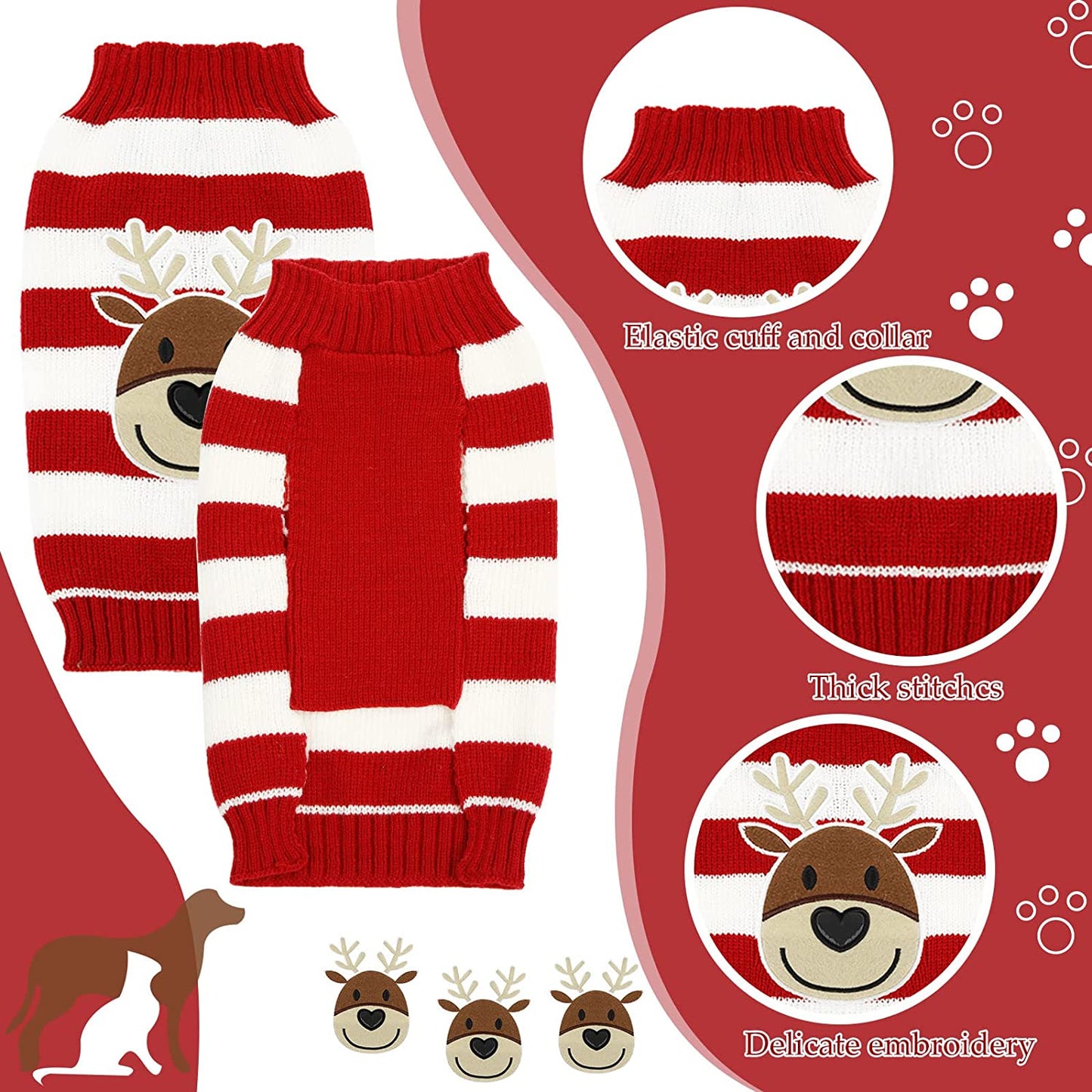 4 Pieces Dog Sweaters Christmas Halloween Dog Holiday Sweaters Puppy Snow Elk Reindeer Snowman Skull Elf Bats Pumpkins Turkey Heart Warm Cosplay Clothes (Cute Pattern, Small) Animals & Pet Supplies > Pet Supplies > Dog Supplies > Dog Apparel Frienda   