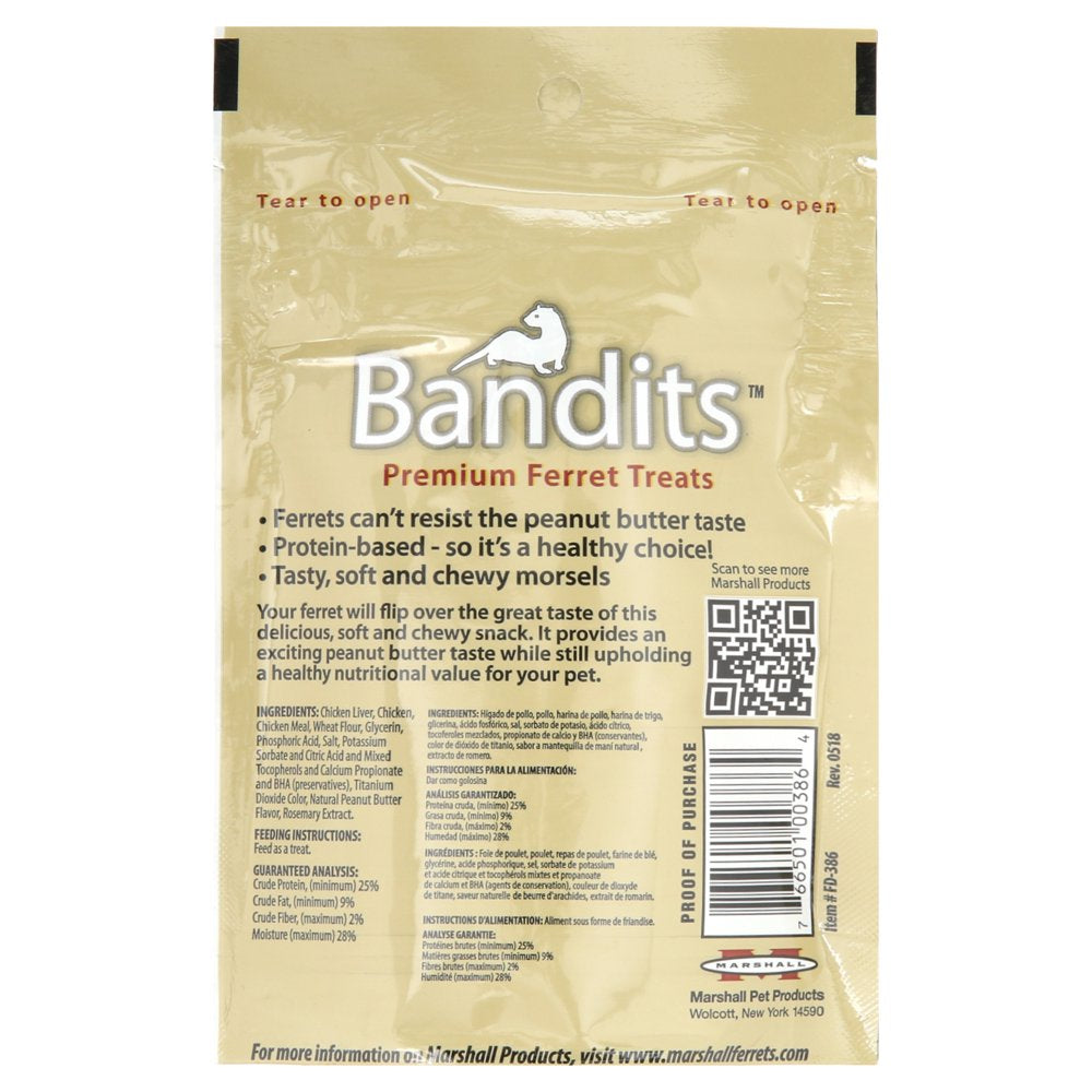 Marshall Pet Products Premium Bandit Treat for Ferrets, Peanut Butter Flavored Ferret Treats, 3 Oz Animals & Pet Supplies > Pet Supplies > Small Animal Supplies > Small Animal Food MARSHALL PET PRODUCTS   